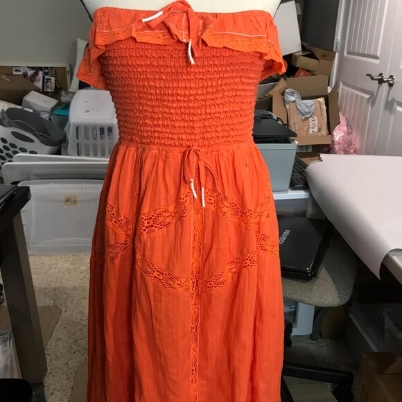 Women's Free People Orange Maxi Sundress NWT Size M - Picture 3 of 11
